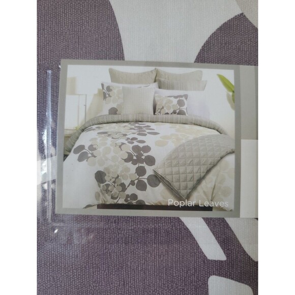 Style Happy Poplar Leaves Full QueenDuvet Cover & Shams Set Brown Olive 3pcs - Picture 4 of 13